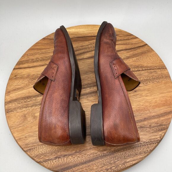 Di Bianco Loafers Mens Size 10 Brown Leather Slip On Dress Shoes Made in Italy main image 4
